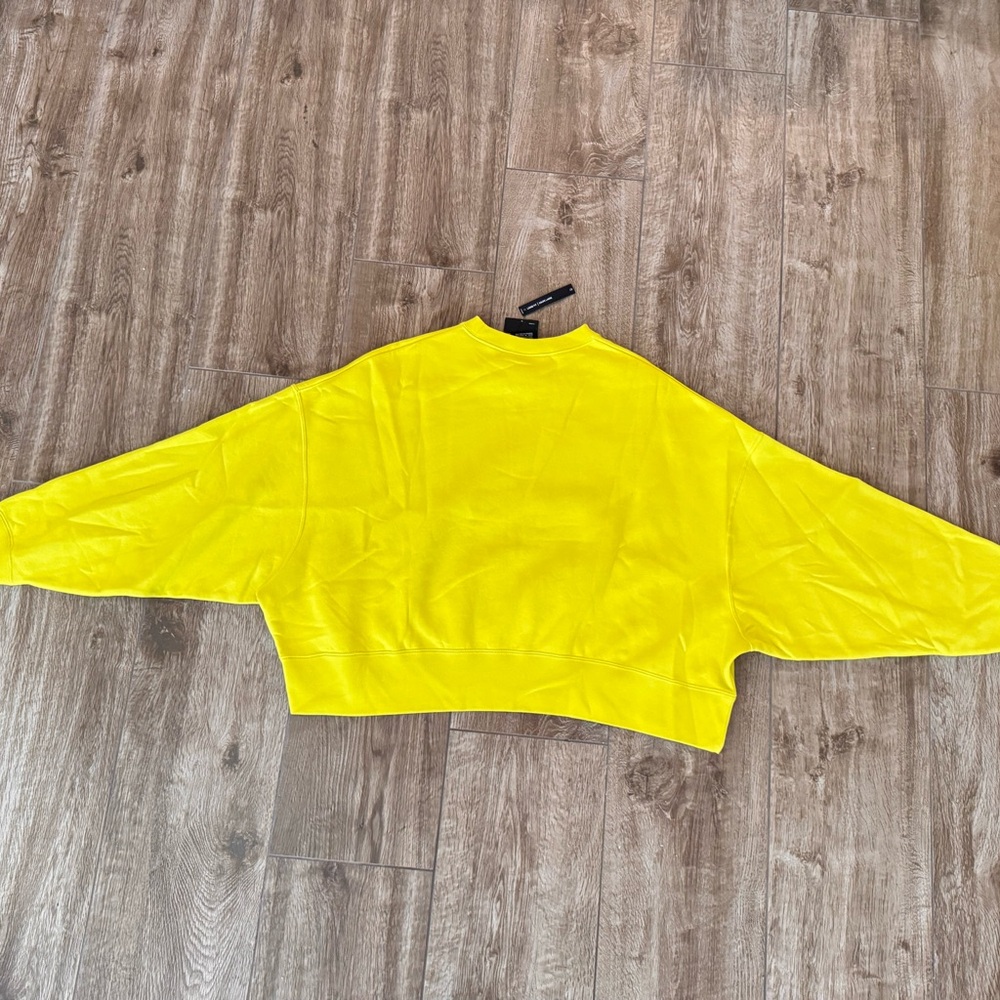 Nike Women's Bright Neon Yellow CrewNeck loose Fit Cropped CK0168-344 sz L - Picture 5 of 5
